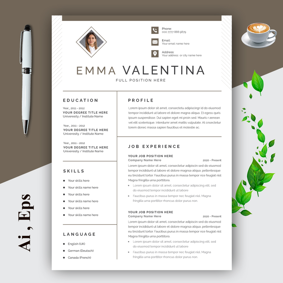 Dark Gray and Black Resume Layout Set cover image.
