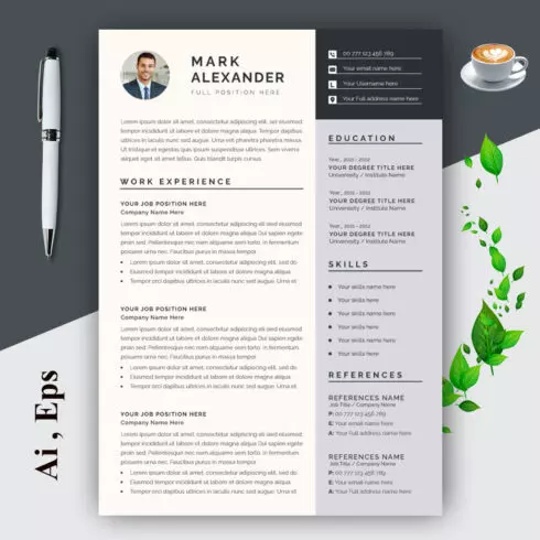 Creative Resume Layout Set with Dark Gray Sidebar cover image.