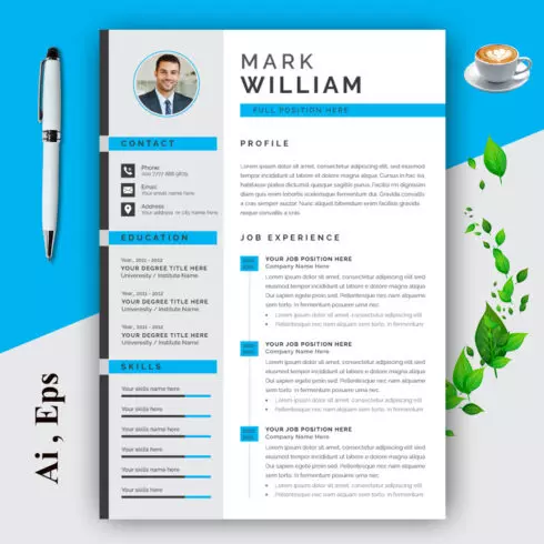 Resume Layout with Thin Blue Element cover image.