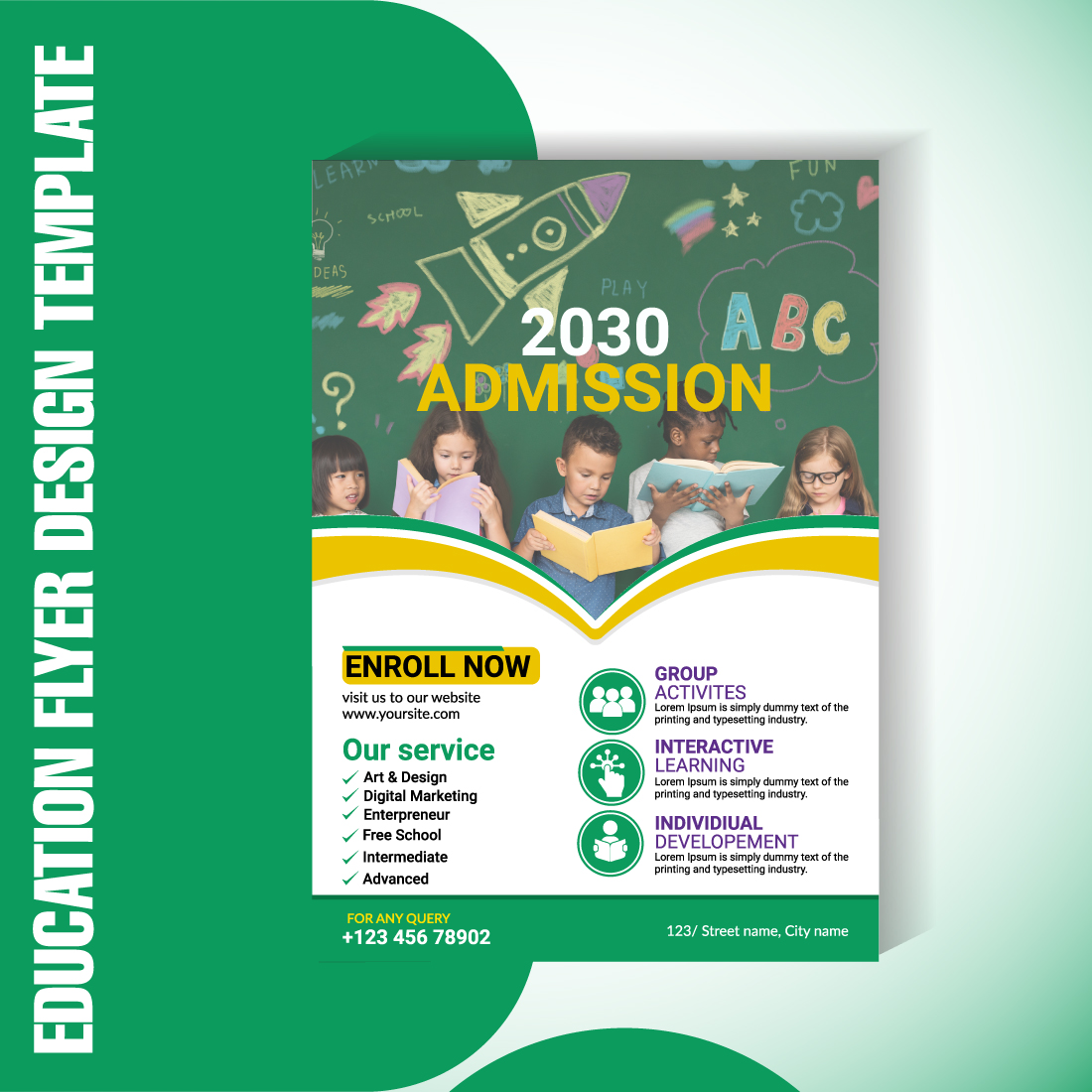 Modern Education Flyer Vector Template | Editable AI & EPS Format for Schools, Coaching, Online Classes cover image.