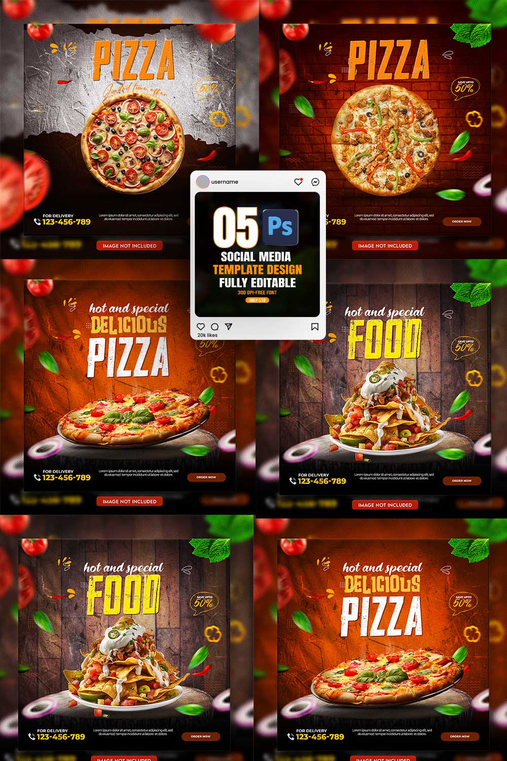 05 Unique & Professional social media post or web banner template design pinterest preview image.