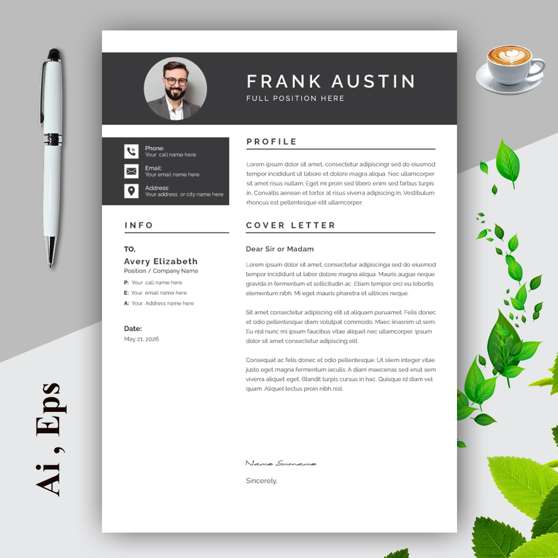 Resume Layout with Border preview image.