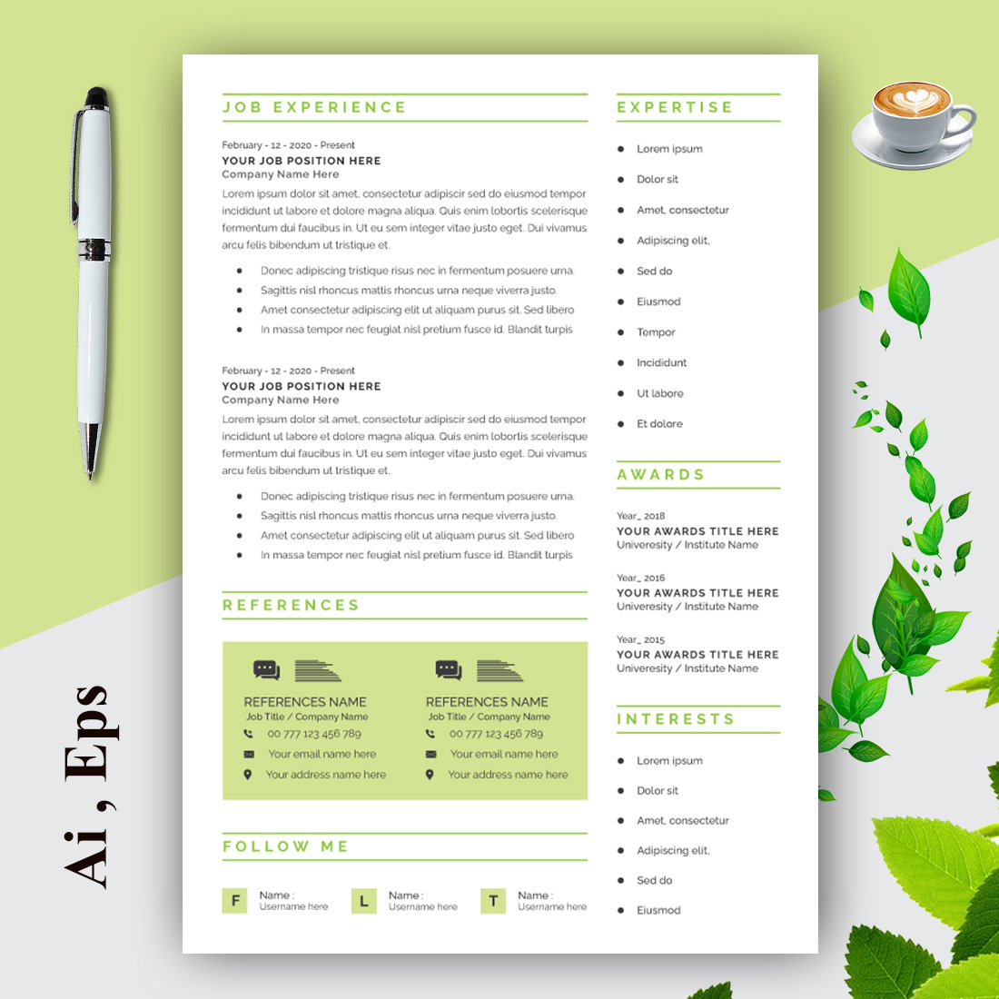 Minimal Resume Set Layout preview image.