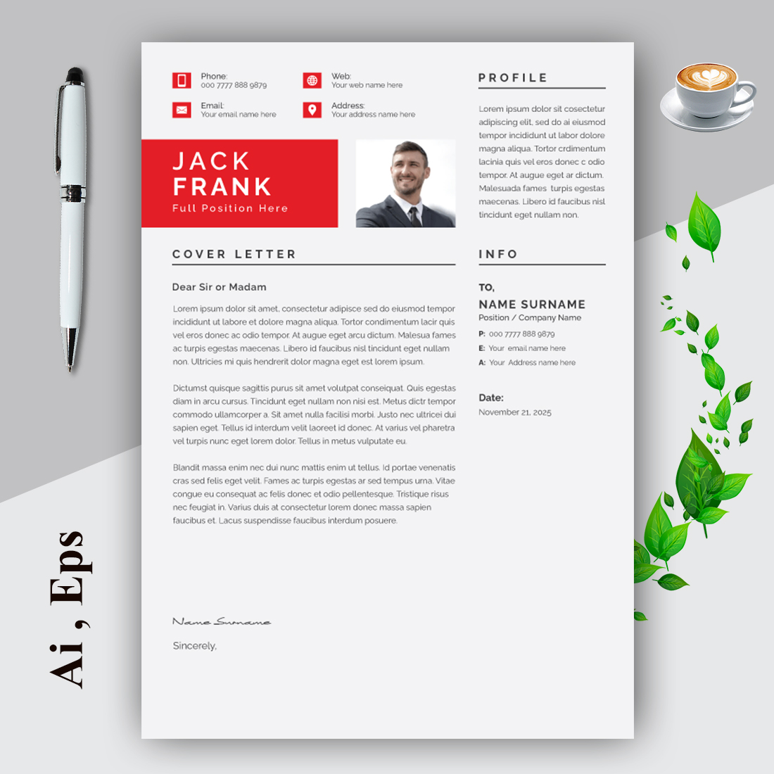 Resume and Cover Letter Layout with Rad preview image.