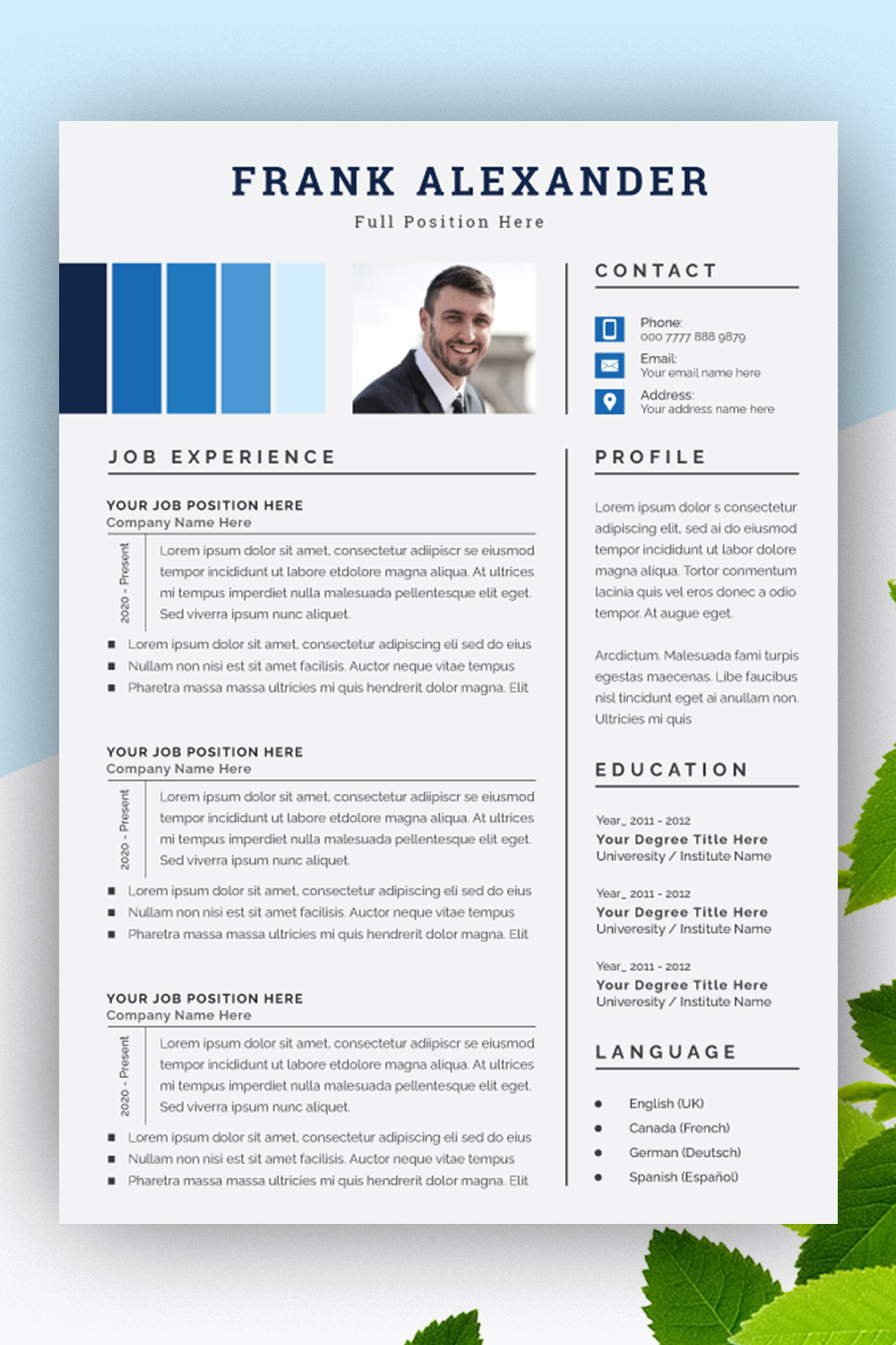 Resume Layout Set with Teal Gradients pinterest preview image.