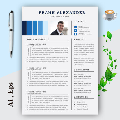 Resume Layout Set with Teal Gradients cover image.