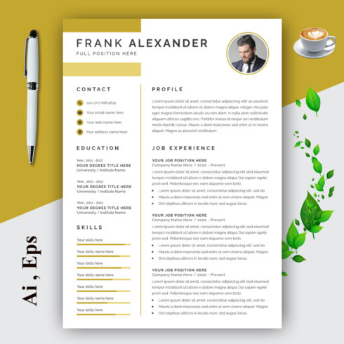 Professional Resume Layout Sat Gold cover image.