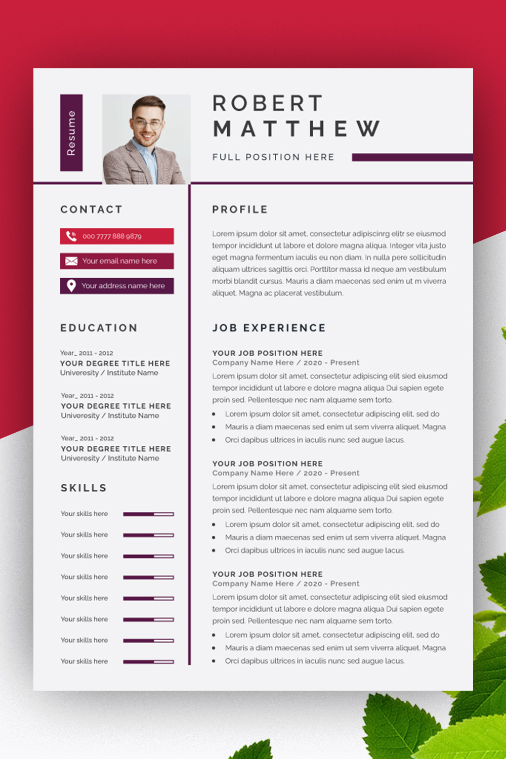Resume and Cover Letter Layout Rad Line pinterest preview image.