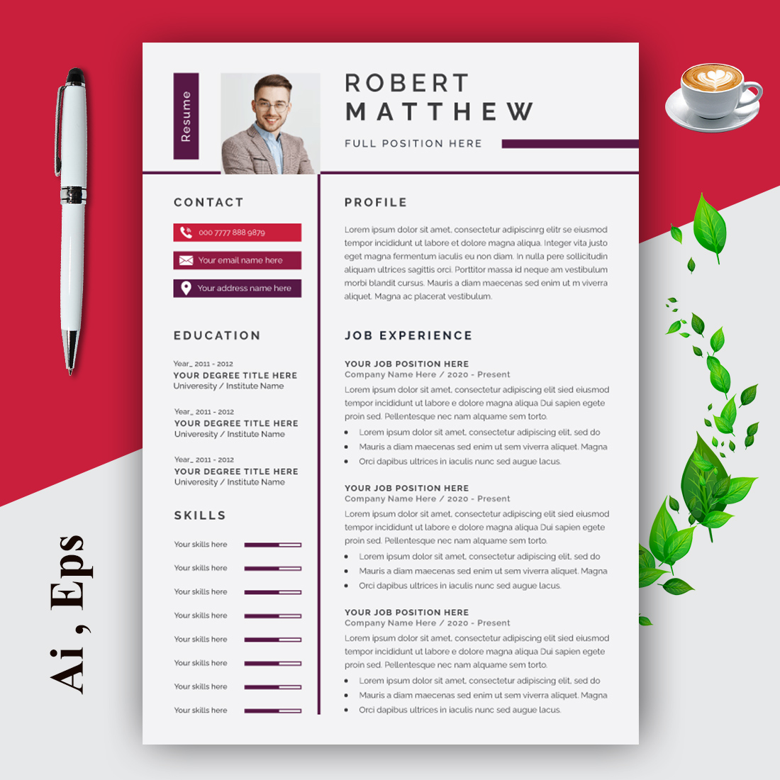 Resume and Cover Letter Layout Rad Line cover image.