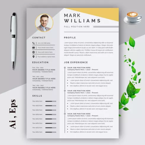 Professional Resume CV Template Layout cover image.