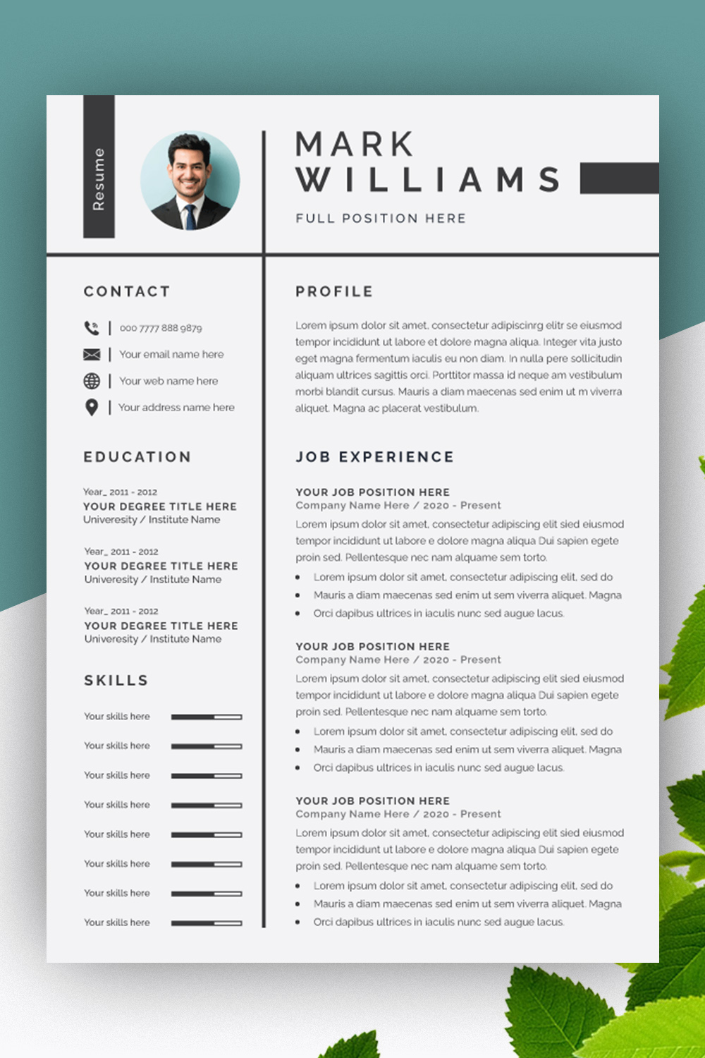 Black and Gray Resume, Cover Letter pinterest preview image.