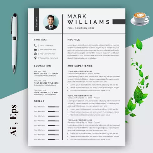 Black and Gray Resume, Cover Letter cover image.