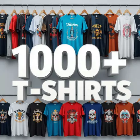 1000+ T-Shirt Designs – Trendy, Print-Ready & Editable Templates cover image.