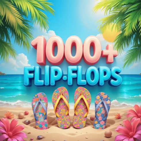 1000+ Flip-Flop Designs – Trendy, Colorful & Print-Ready Templates cover image.