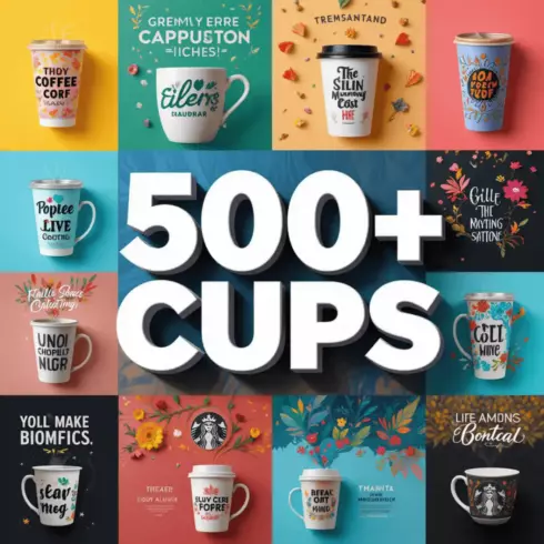 500+ Cup Designs – Editable, High-Resolution & Print-Ready Templates cover image.
