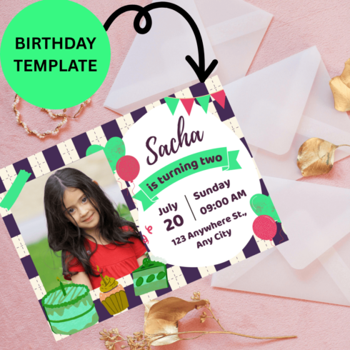 beautiful birthday invitation cards for kids cover image.