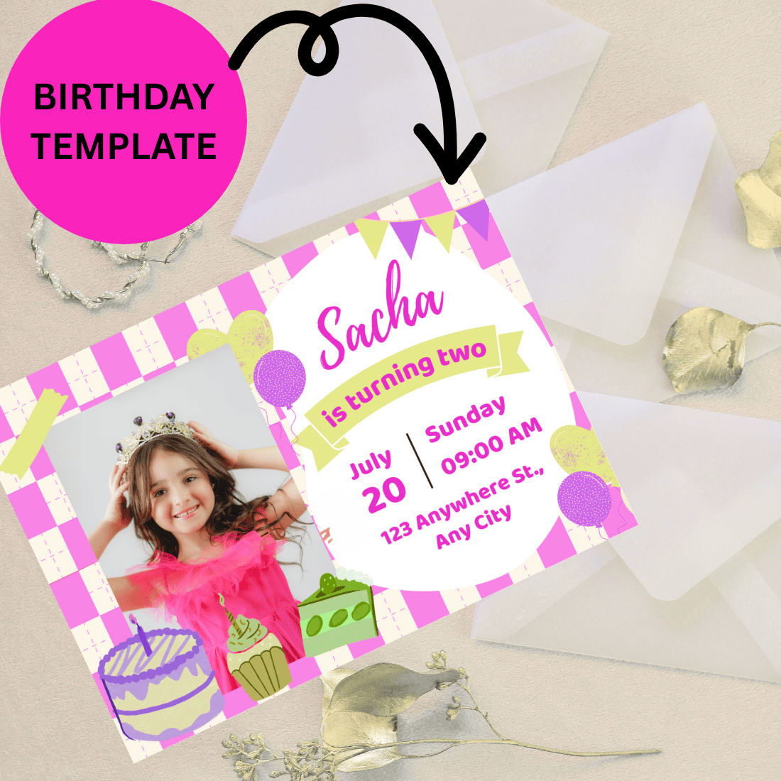 beautiful birthday invitation cards for kids preview image.