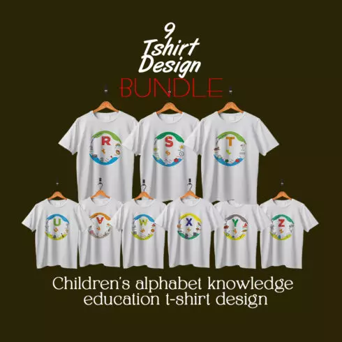 Children’s alphabet knowledge education t-shirt design Bundle 3 cover image.