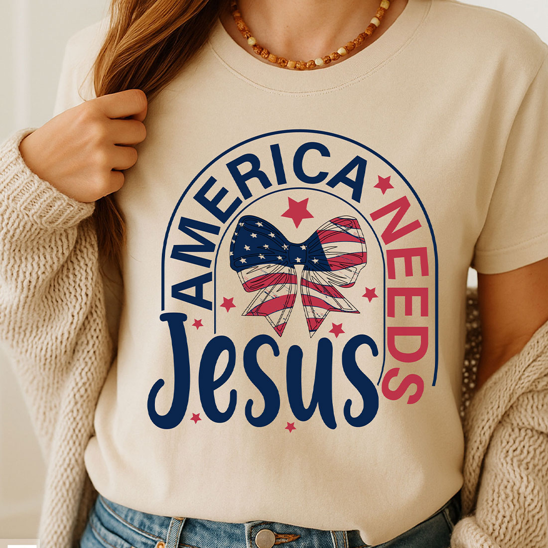 America Needs Jesus 4th of July SVG PNG preview image.