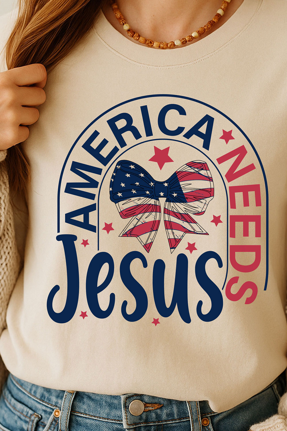 America Needs Jesus 4th of July SVG PNG pinterest preview image.