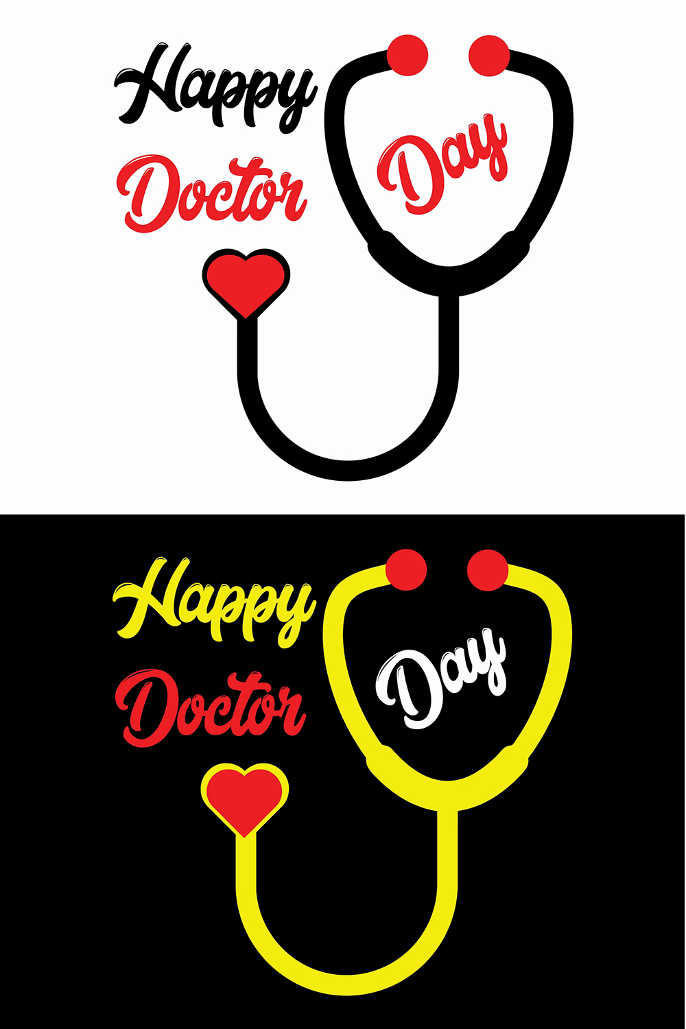 Happy Doctor Day T-Shirt Design pinterest preview image.