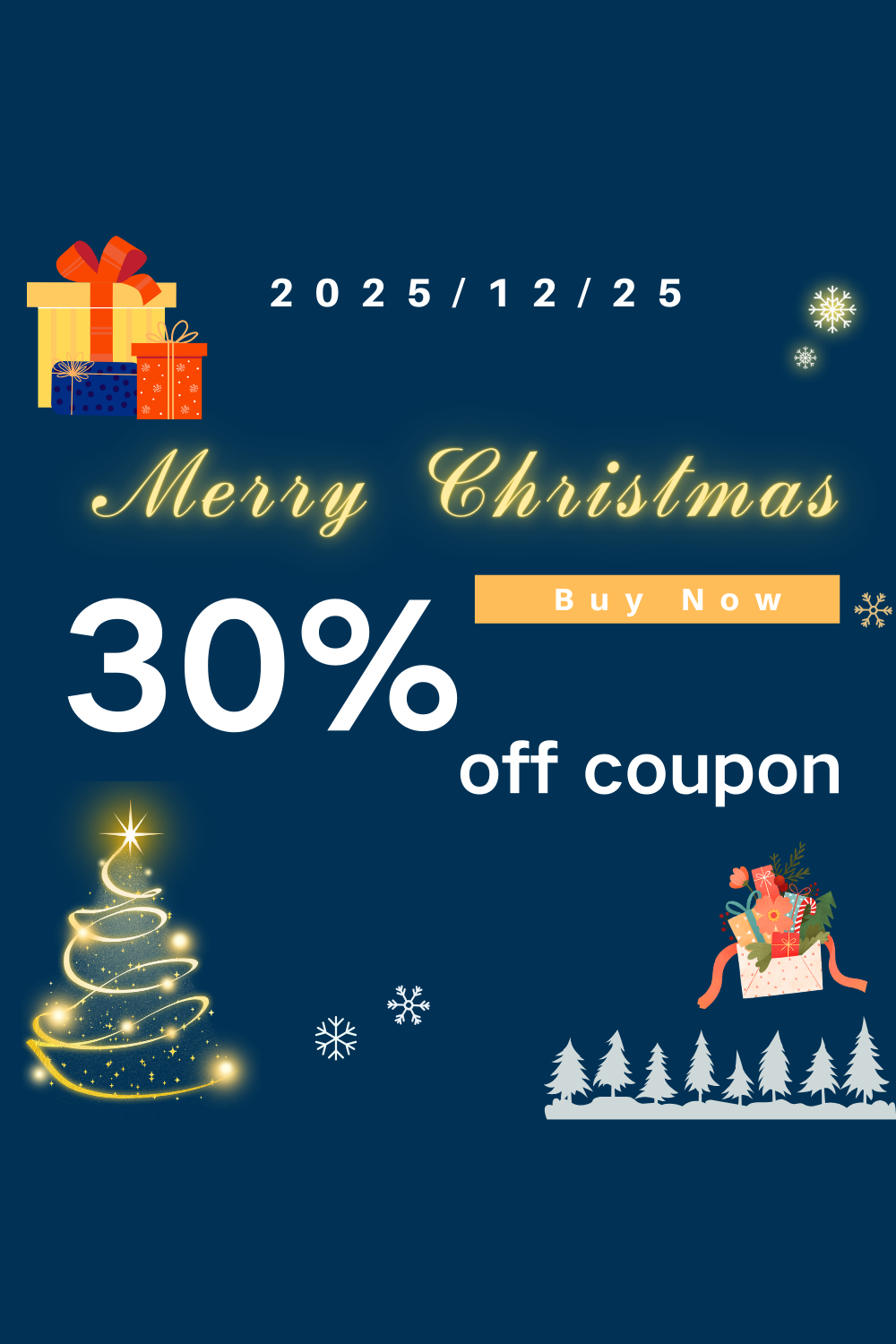 Christmas Modern Minimalist Banner / Social Media Ad Design Template pinterest preview image.