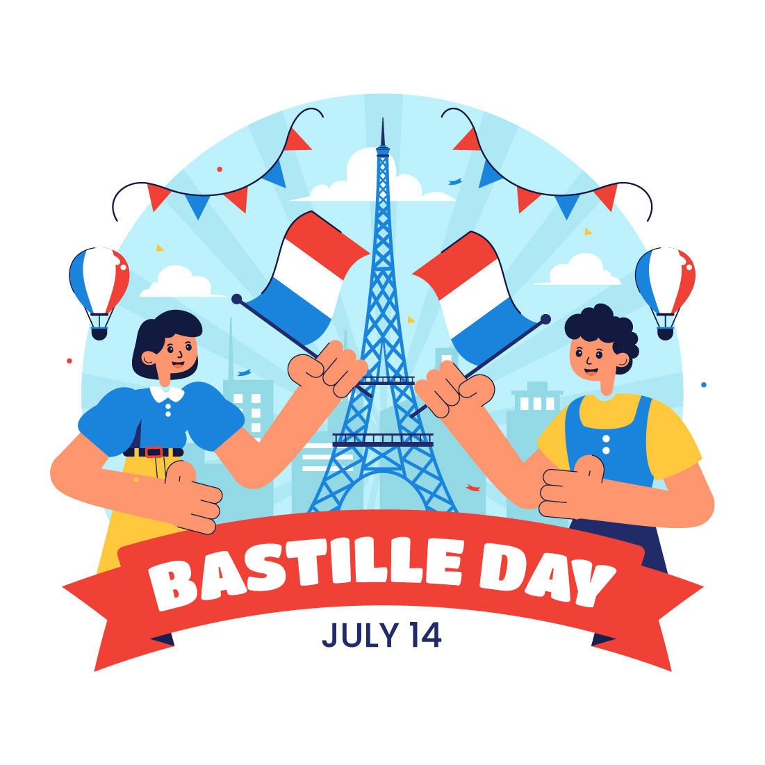 10 Happy Bastille Day Illustration preview image.