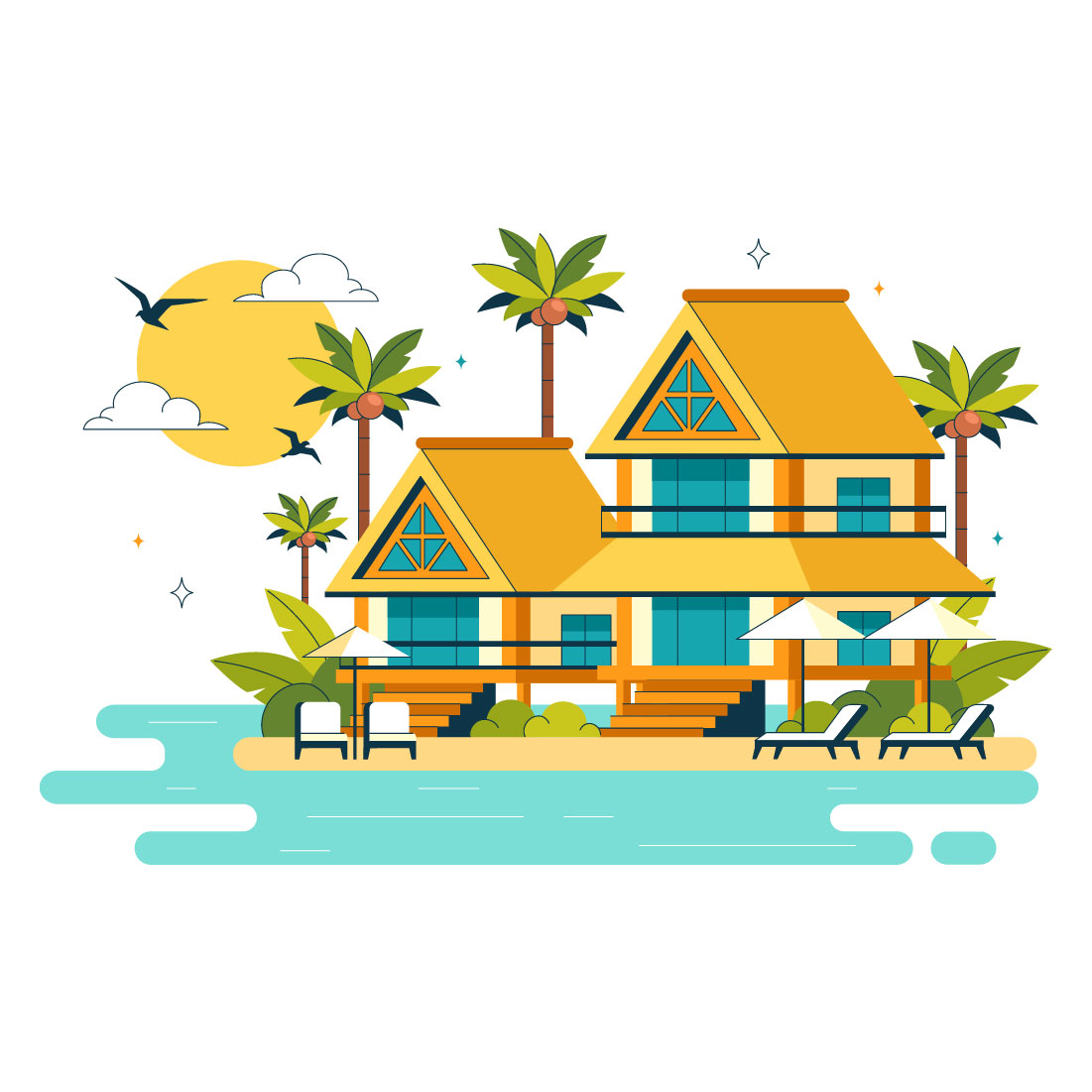 10 Beach Resort Illustration preview image.