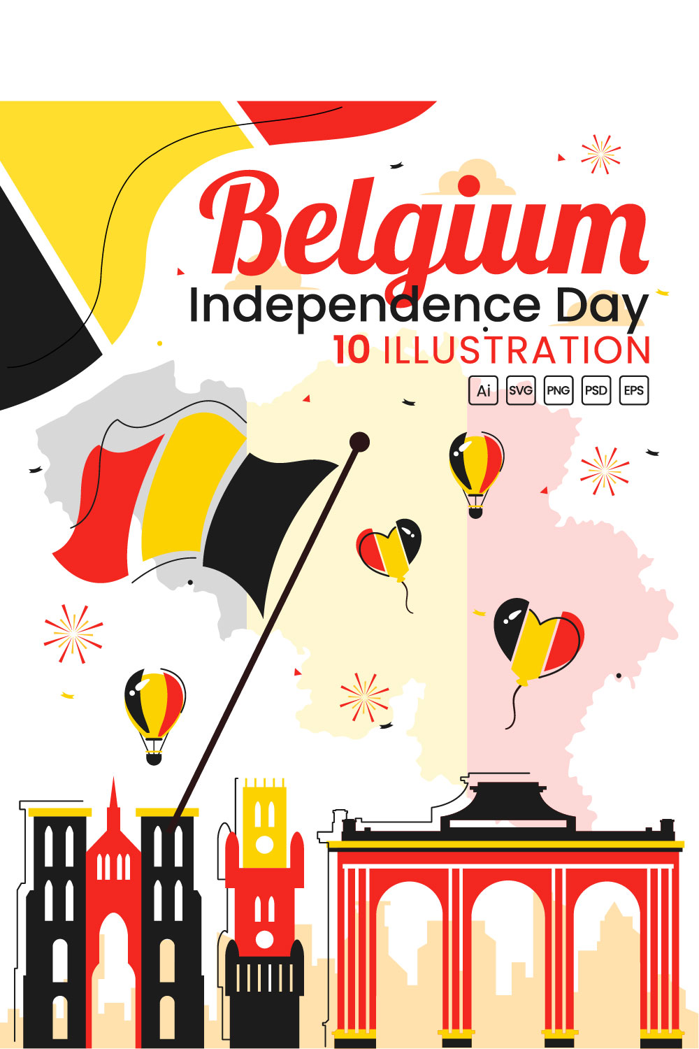 10 Belgium Independence Day Illustration pinterest preview image.