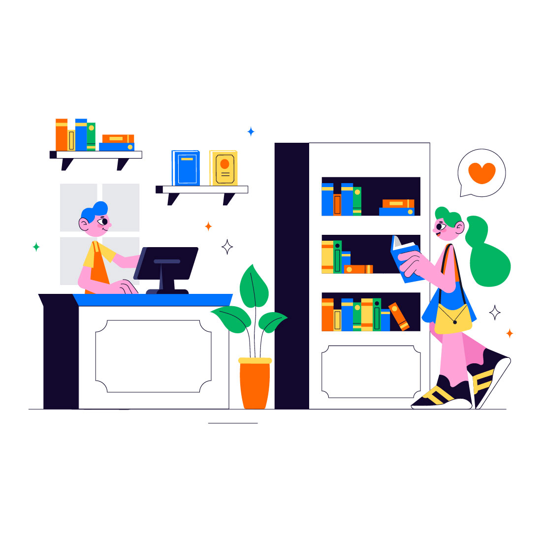 10 Bookstore and Library Illustration cover image.