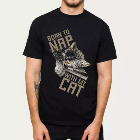 Born to Nap with My Cat t-shirt design cover image.