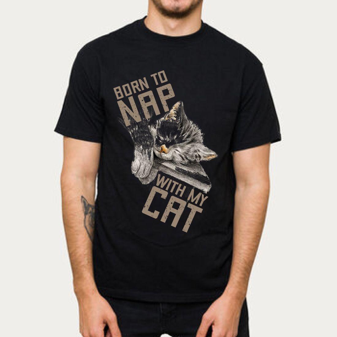 Born to Nap with My Cat t-shirt design cover image.