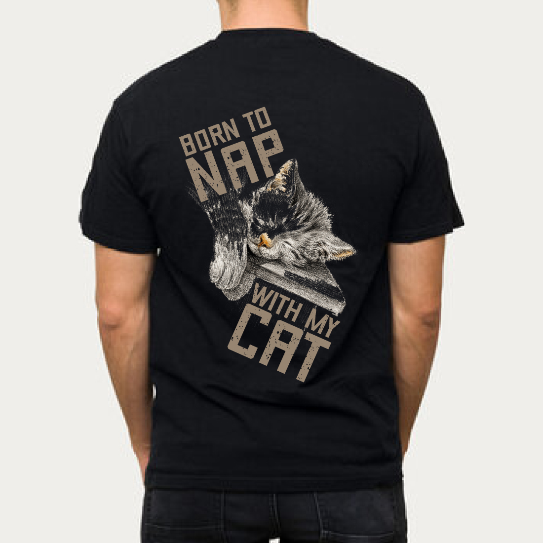 Born to Nap with My Cat t-shirt design preview image.