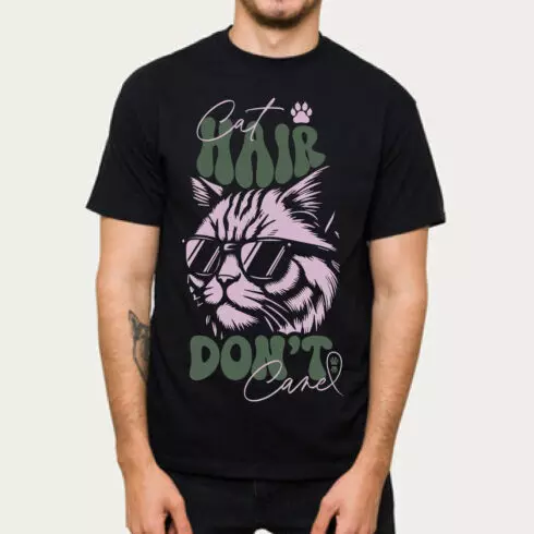 Cat Hair, Don’t Care t-shirt design cover image.