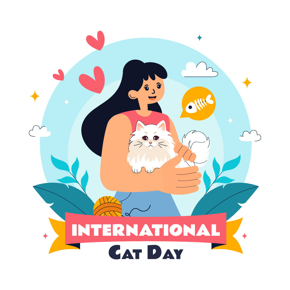 10 International Cat Day Illustration cover image.