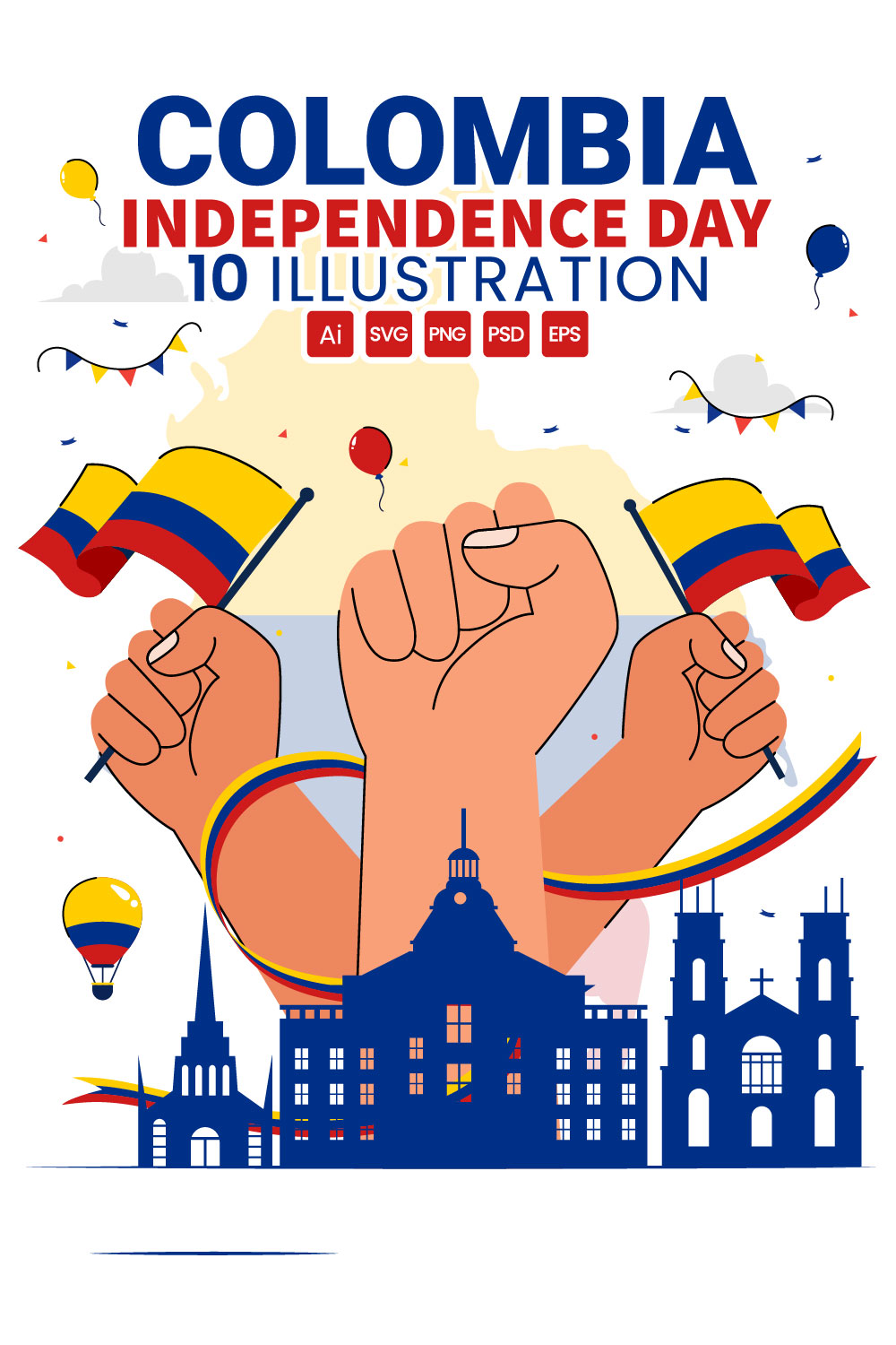 10 Colombia Independence Day Illustration pinterest preview image.