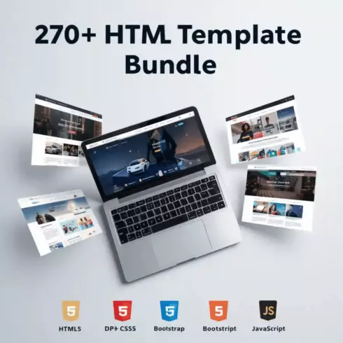 270+ Premium HTML Website Templates Collection cover image.