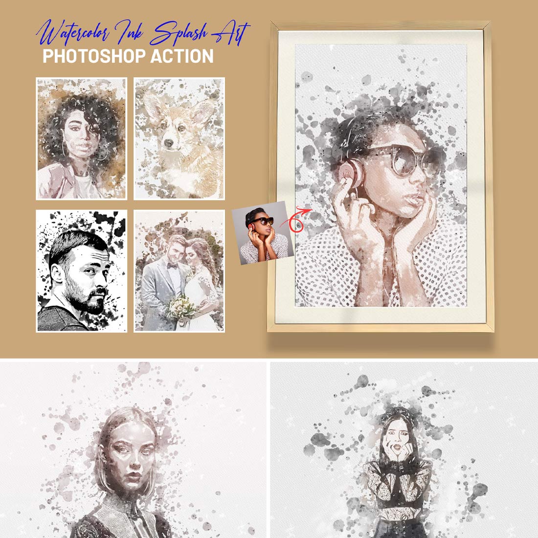 Ink Splash Art Photoshop Action cover image.