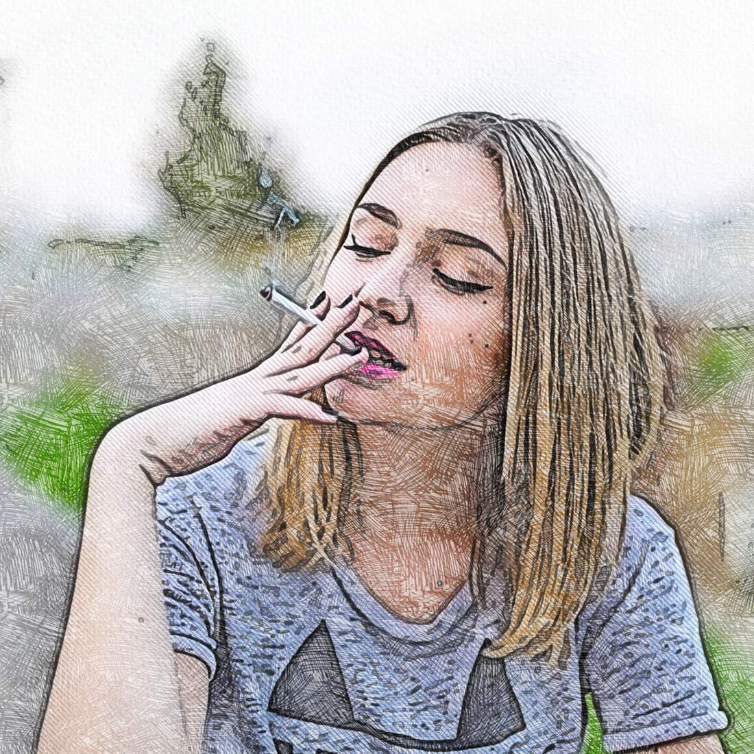Colored Pencil Art Photoshop Action preview image.