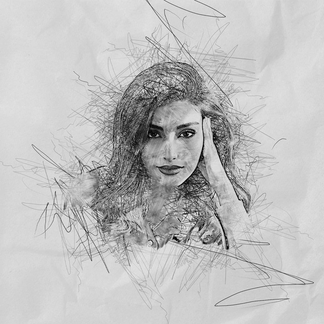 Scribble Sketch Photoshop Action preview image.