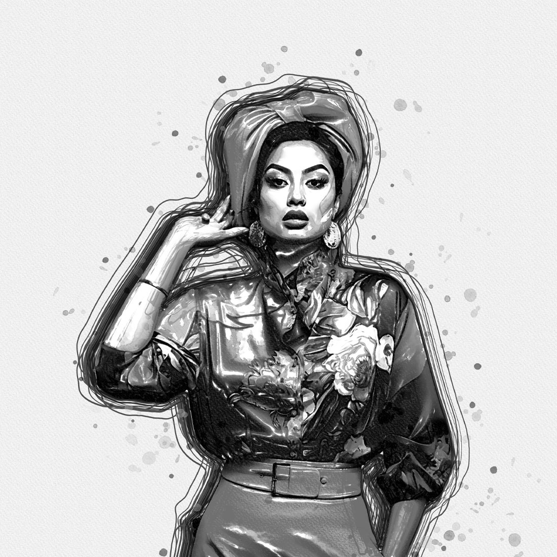 Inktober Drawing Photoshop Action preview image.