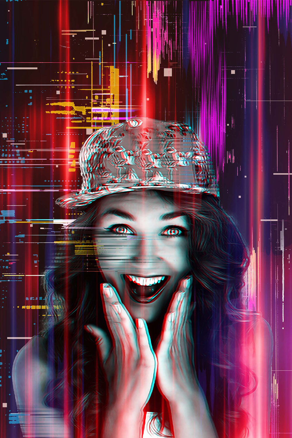 Vibrant Glitch Photo Effect Bundle pinterest preview image.