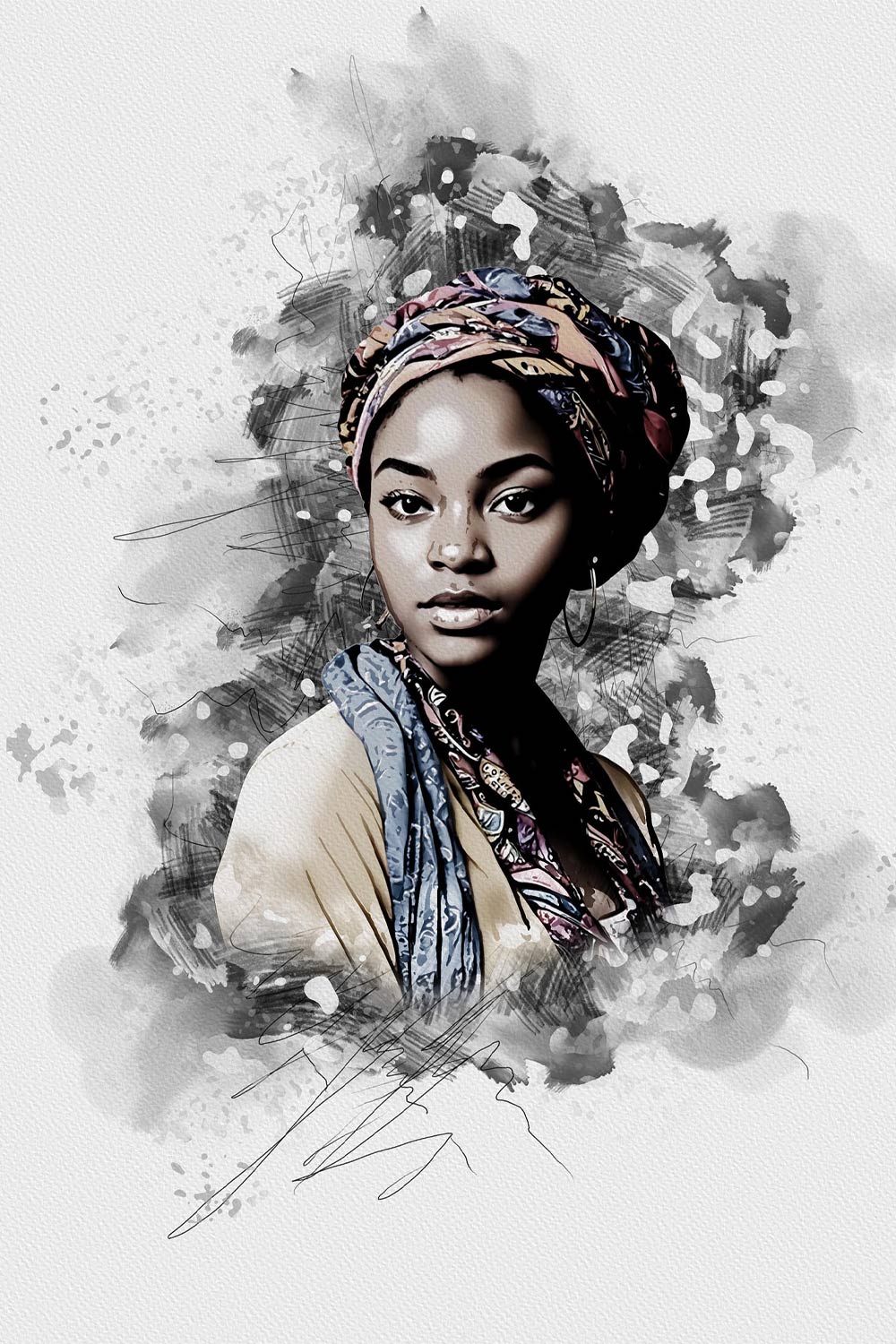 Stylish Ink Art Photoshop Action pinterest preview image.