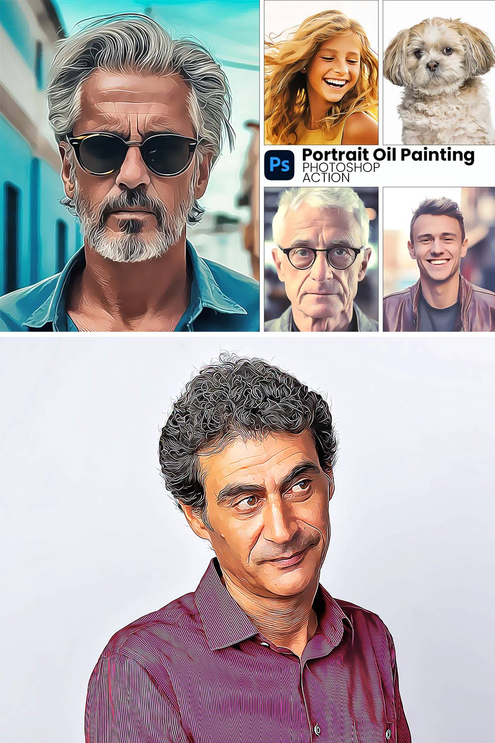 Portrait 0il Painting Action pinterest preview image.