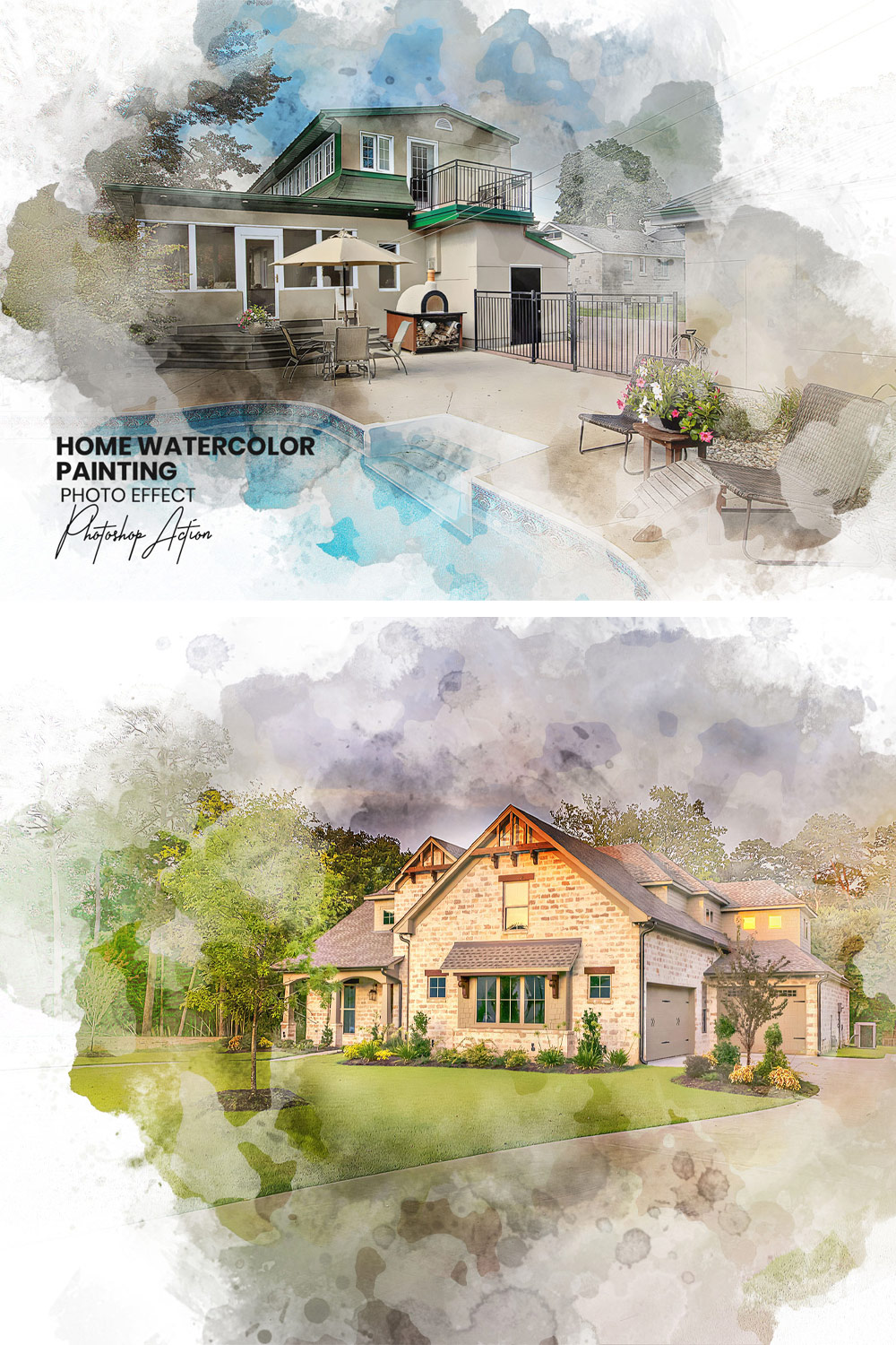 Home Watercolor Painting Action pinterest preview image.