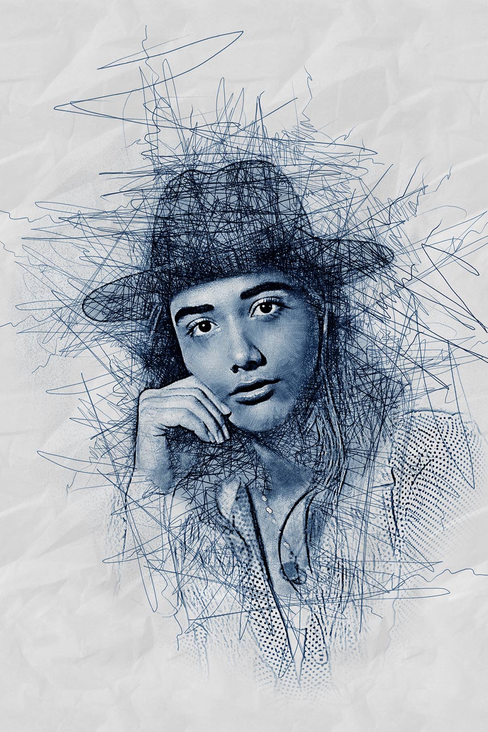 Scribble Sketch Photoshop Action pinterest preview image.