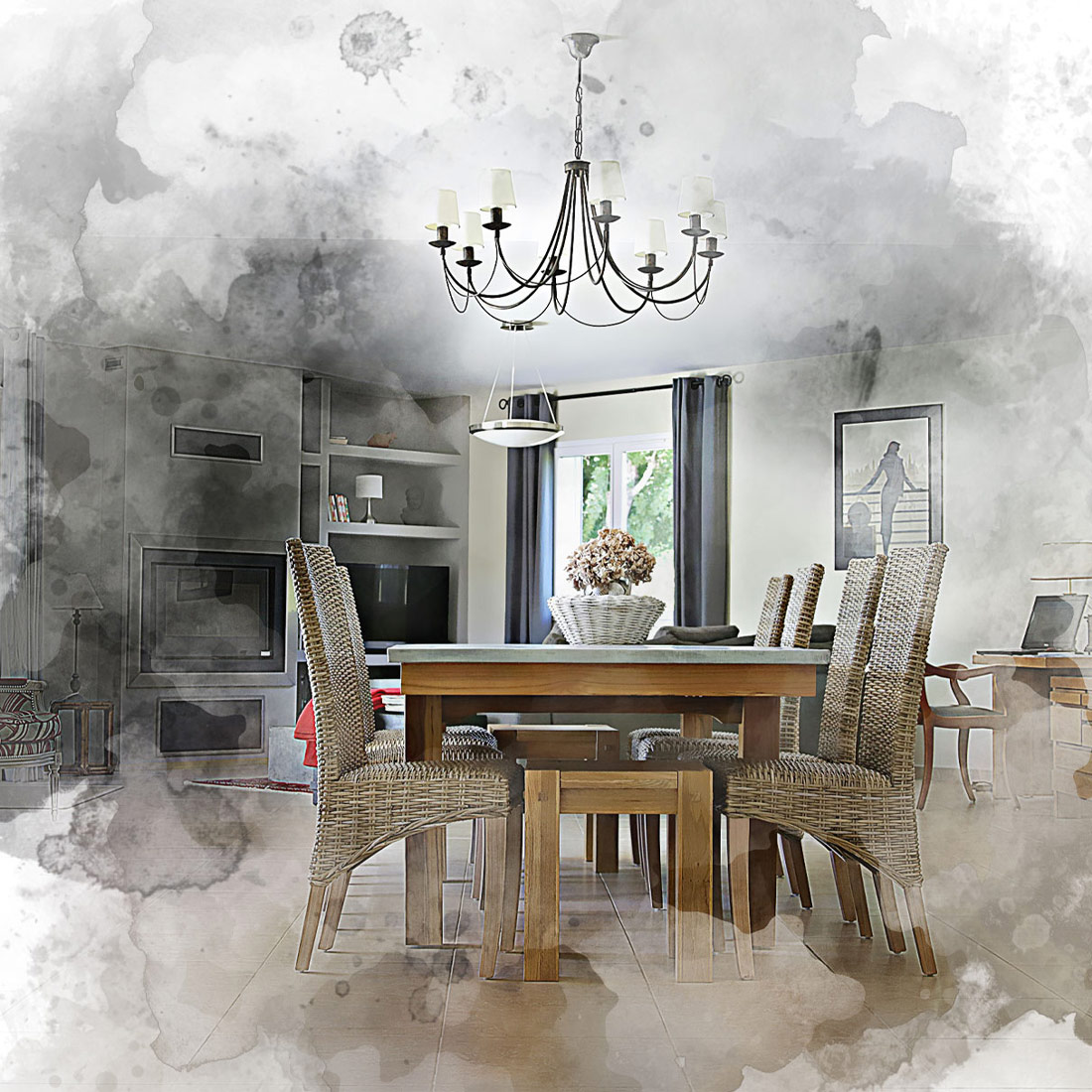 Home Watercolor Painting Action preview image.