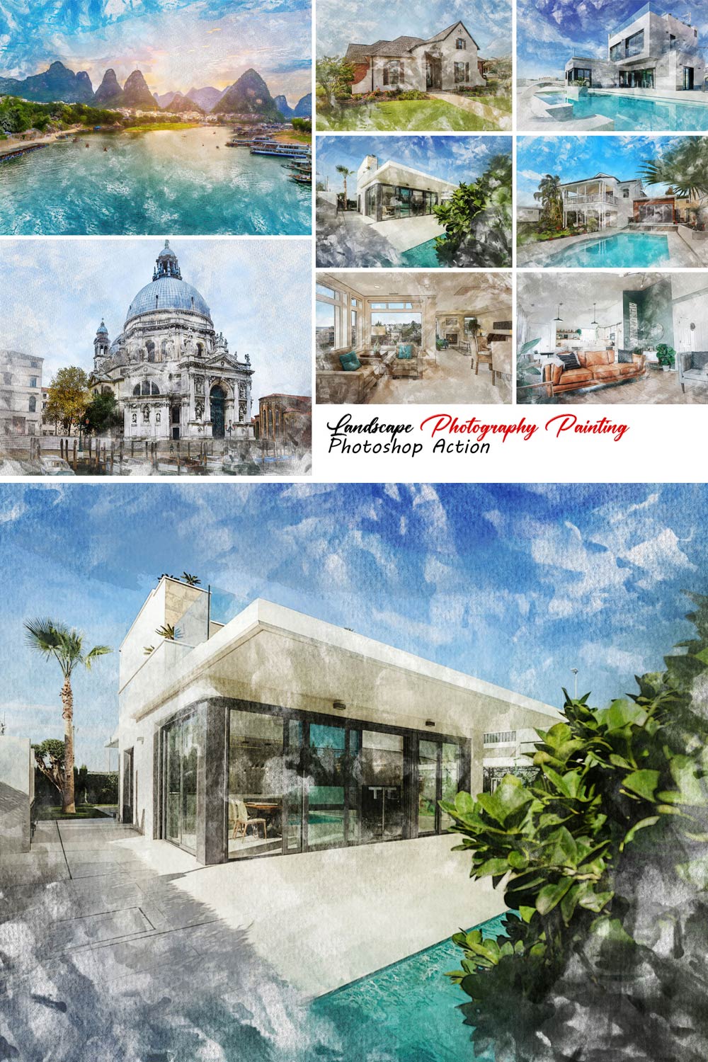 Landscape Watercolor Photography pinterest preview image.