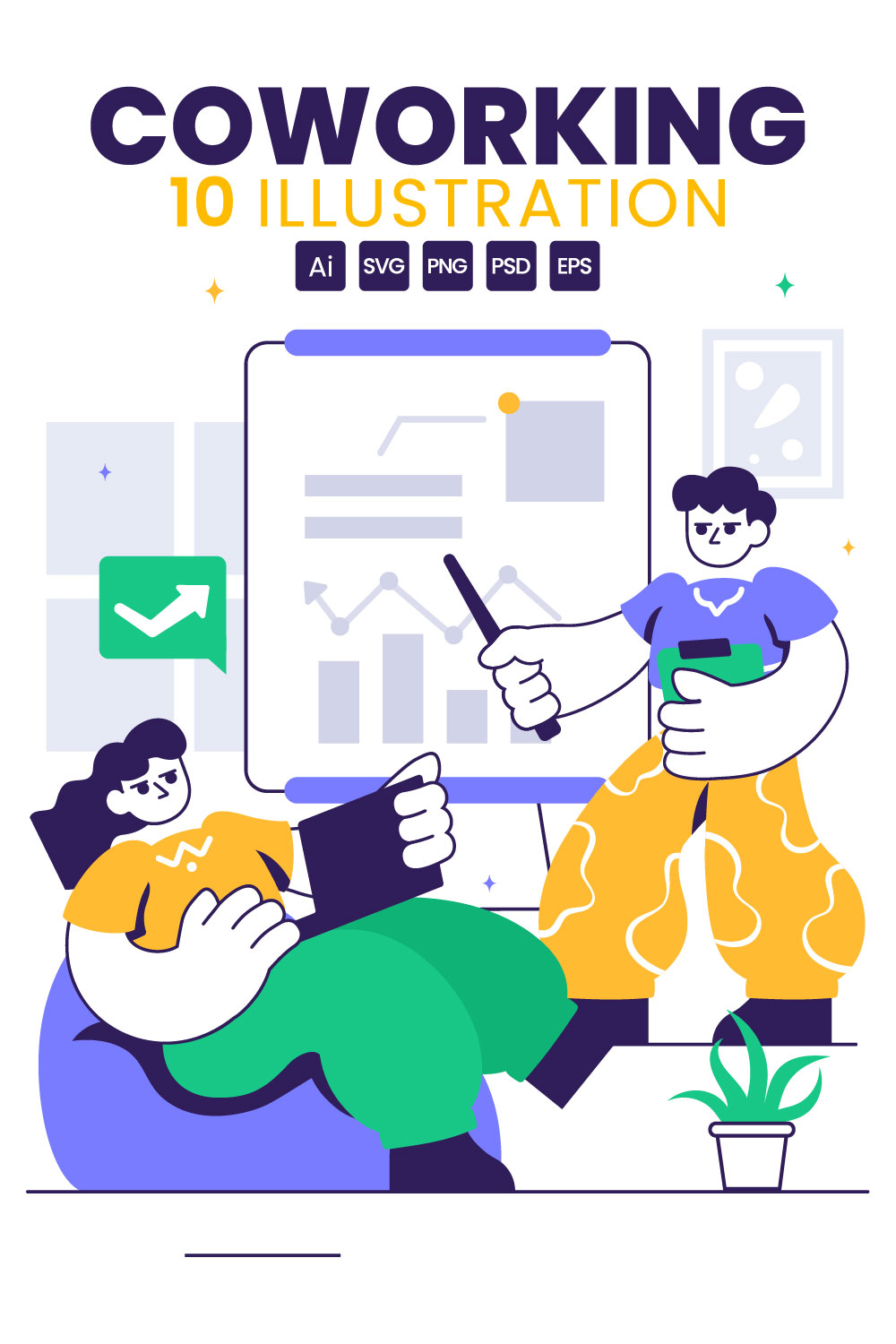 10 Coworking Business Illustration pinterest preview image.