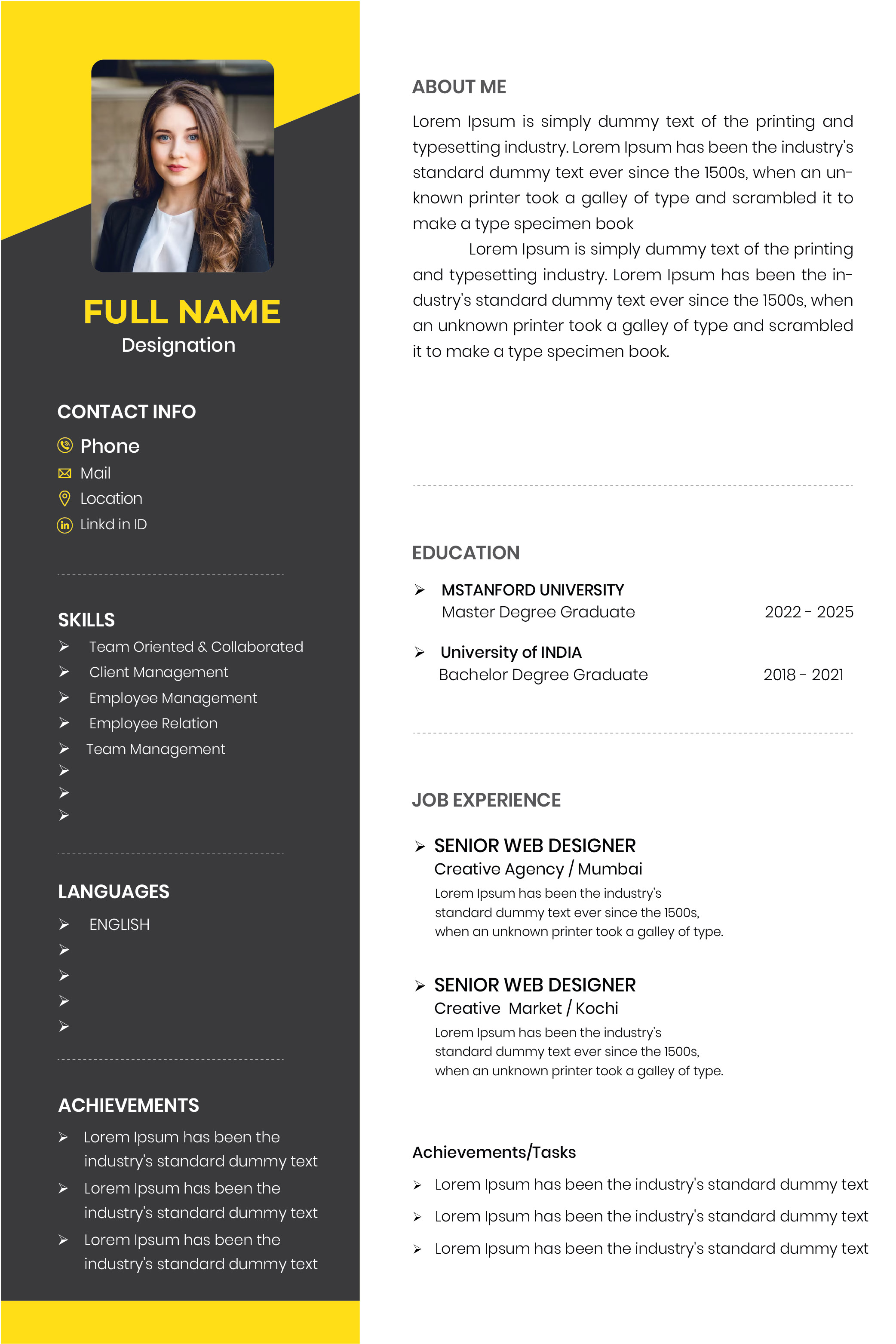 CV DESIGN TEMPLATE pinterest preview image.